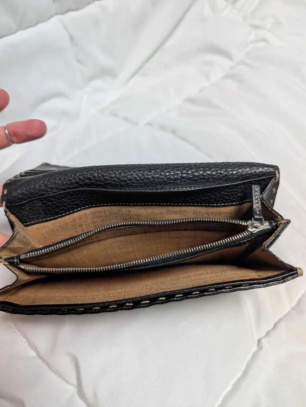 FENDI VINTAGE SELLERIA CONTINENTAL BLACK LEATHER WALLET